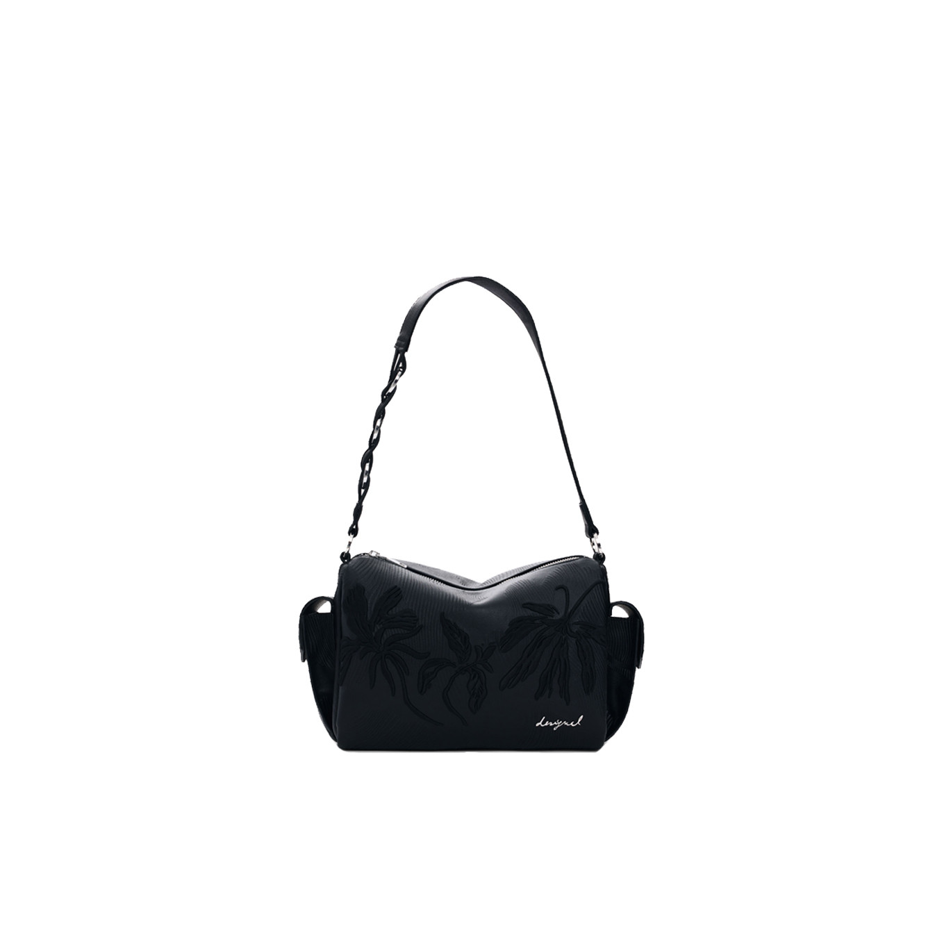 Desigual Mirenis Drawstring Bag M Embroidered With Charms Black
