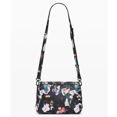 Desigual Osmio Small Crossbody Woven Floral Multicolor Black