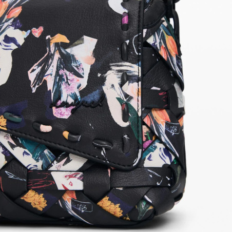 Desigual Osmio Small Crossbody Woven Floral Multicolor Black