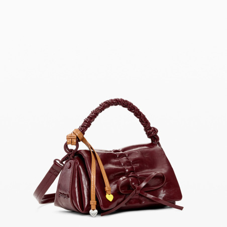 Desigual Rodio Petit Sac Porté Travers Brillant Avec Nœud Burgundy côté
