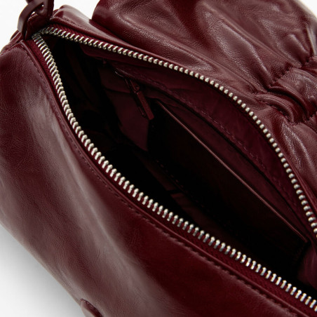 Desigual Rodio Petit Sac Porté Travers Brillant Avec Nœud Burgundy ouvert