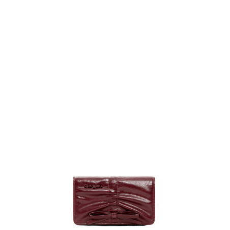 Desigual Rodio Small Shiny Coin Purse with Bow Burgundy