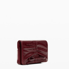 Desigual Rodio Small Shiny Coin Purse with Bow Burgundy