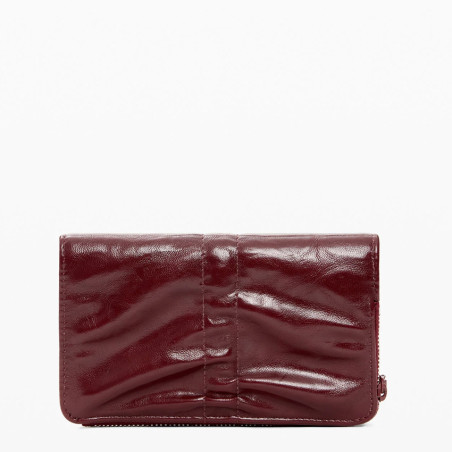 Desigual Rodio Small Shiny Coin Purse with Bow Burgundy