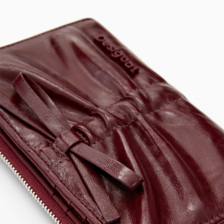 Desigual Rodio Small Shiny Coin Purse with Bow Burgundy