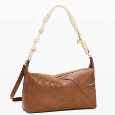 Desigual Sierra Shoulder Bag M Embroidered Camel