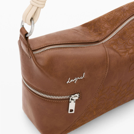 Desigual Sierra Shoulder Bag M Embroidered Camel