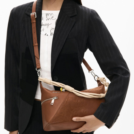 Desigual Sierra Sac Porté Epaule M Brodé Camel porté travers