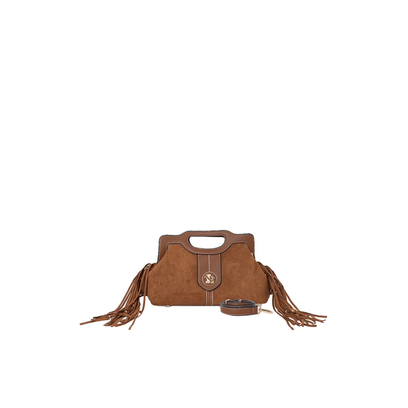 Lollipops Sammy Petit Sac Porté Travers A Franges Bi Matière Effet Nubuck Camel