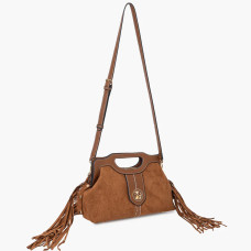 Lollipops Sammy Petit Sac Porté Travers A Franges Bi Matière Effet Nubuck Camel côté