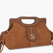 Lollipops Sammy Petit Sac Porté Travers A Franges Bi Matière Effet Nubuck Camel matière
