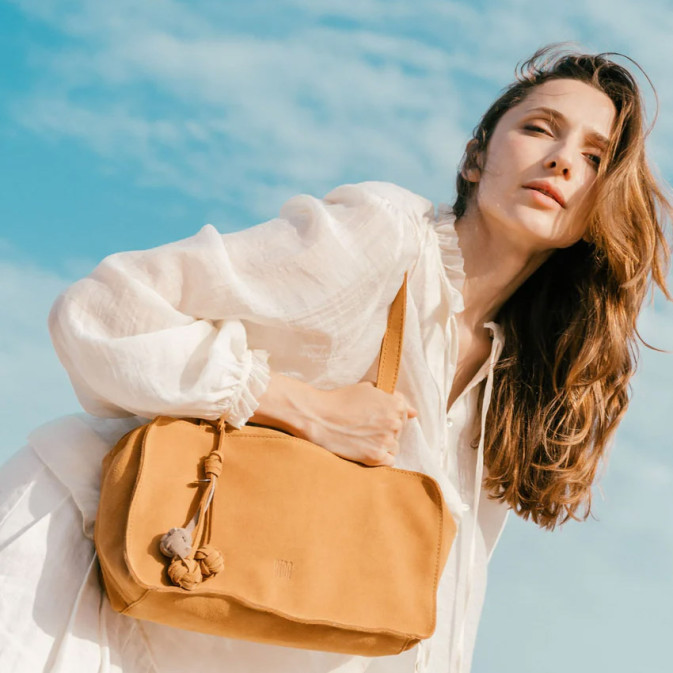 Biba Blaine Sac Porté Epaule en Cuir Velours BLI1L Cuero