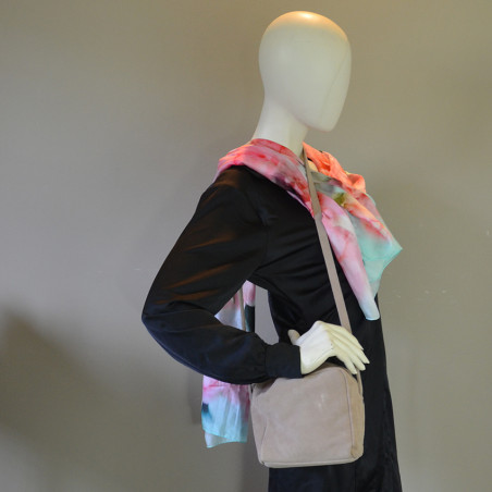 Biba Ely Velour Leather Crossbody Cube Bag ELY2L Topo