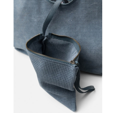 Biba Latah Tote Bag Leather Perforated LAH1L Azul Jeans