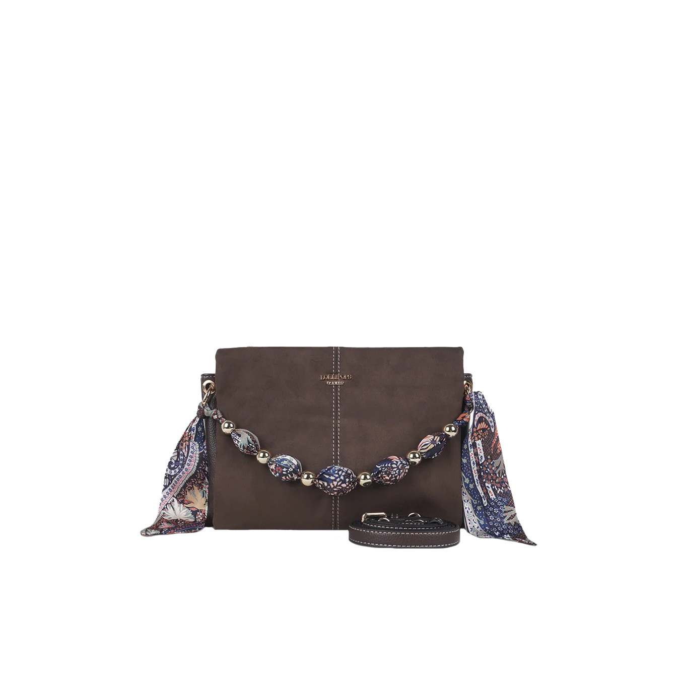 Lollipops Shirley Crossbody Suede Bag with Removable Beaded Bandana