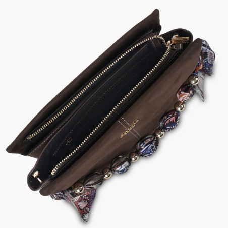 Lollipops Shirley Sac Porté Travers En Suède Et Bandana Perlé Marron ouvert