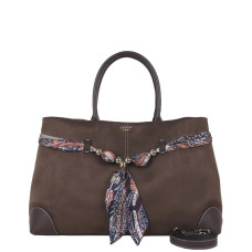 Lollipops Shirley Grand Sac Shopping En Suède Et Bandana Perlé Marron