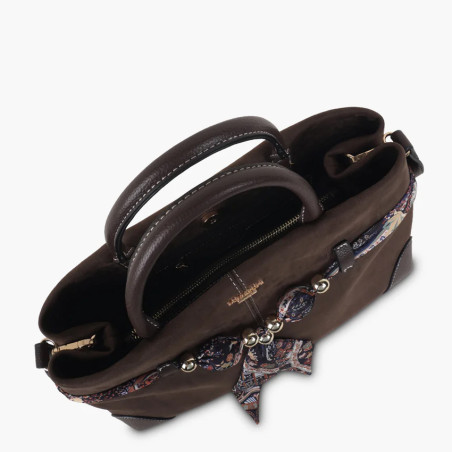 Lollipops Shirley Shopping Bag in Suede with Removable Beaded Scarf