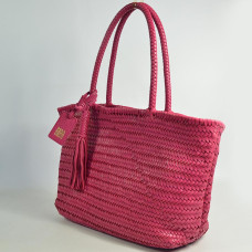 Biba Perkins Tote Bag Woven Leather PER1L Fuchsia