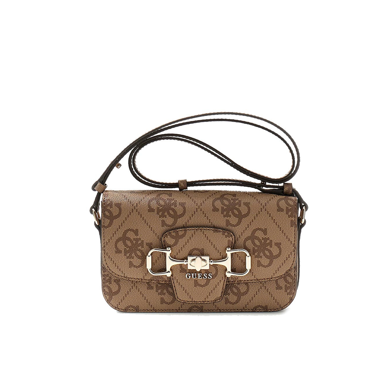 Guess Janie Logo Trotter Bag Latte Logo