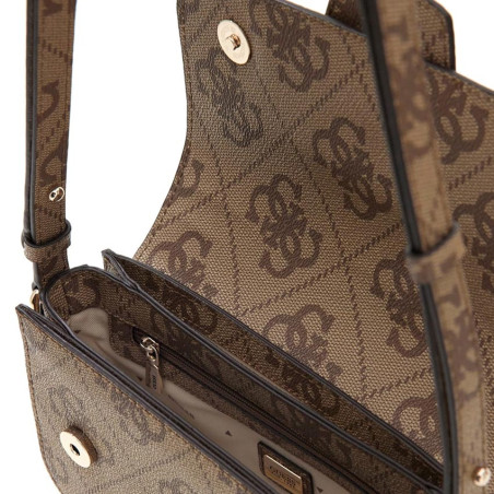 Guess Janie Logo Trotter Bag Latte Logo