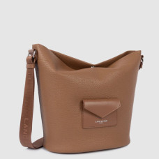 Lancaster Maya Double Kba Bucket Bag with Leather Trim 517-107 Moka