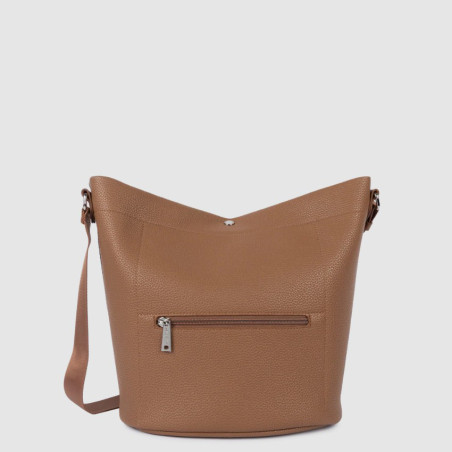 Lancaster Maya Double Kba Bucket Bag with Leather Trim 517-107 Moka