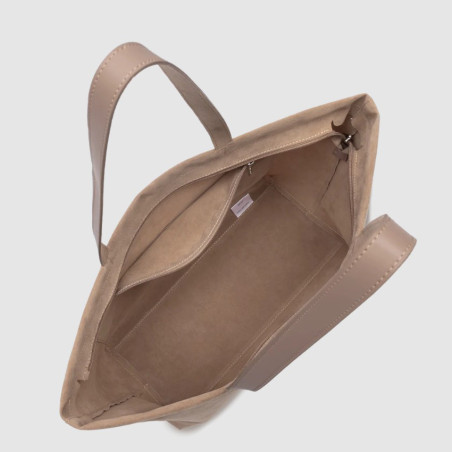 Lancaster Suedine KBA Large Shopping Bag Suede Look 518-063 Dark Beige