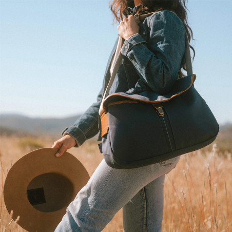 Bleu De Chauffe Léon Cotton Drawstring Bag in Navy Blue