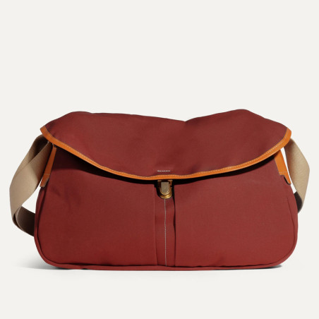 Bleu De Chauffe Léon Sac Besace En Coton Bleu Rouge Cardinal face