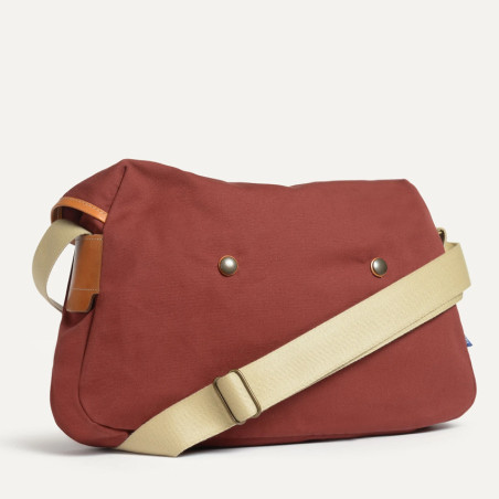 Bleu De Chauffe Léon Sac Besace En Coton Bleu Rouge Cardinal dos