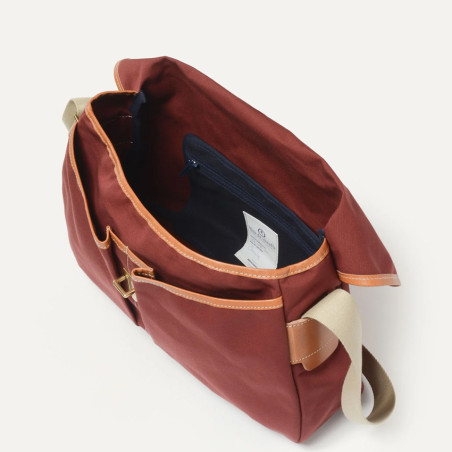 Bleu De Chauffe Léon Sac Besace En Coton Bleu Rouge Cardinal ouvert