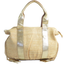 Mila Louise Prudy CM Tote Bag Canvas and Amber Leather
