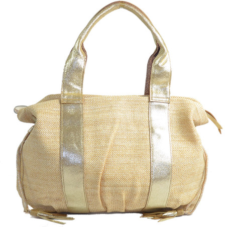 Mila Louise Prudy CM Tote Bag Canvas and Amber Leather