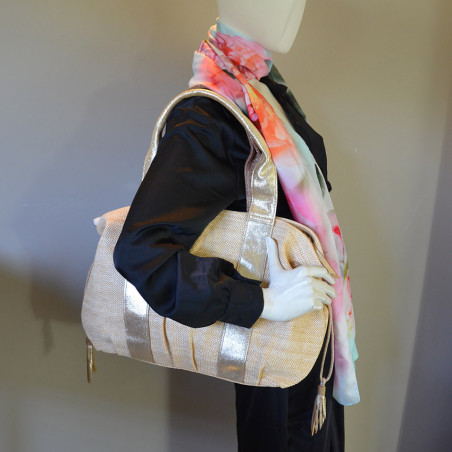 Mila Louise Prudy CM Tote Bag Canvas and Amber Leather