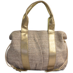 Mila Louise Prudy CM Tote Canvas and Bronze Leather