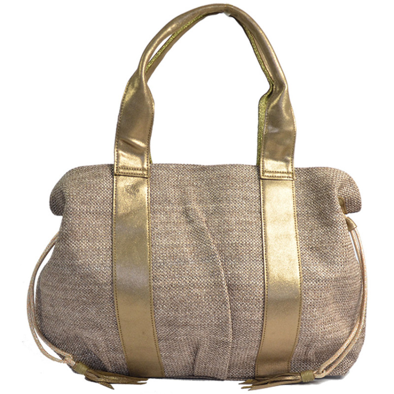 Mila Louise Prudy CM Tote Canvas and Bronze Leather