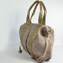 Mila Louise Prudy CM Tote Canvas and Bronze Leather