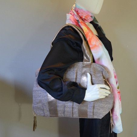 Mila Louise Prudy CM Tote Canvas and Bronze Leather