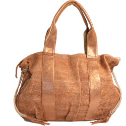 Mila Louise Prudy CM Tote Canvas and Tan Leather