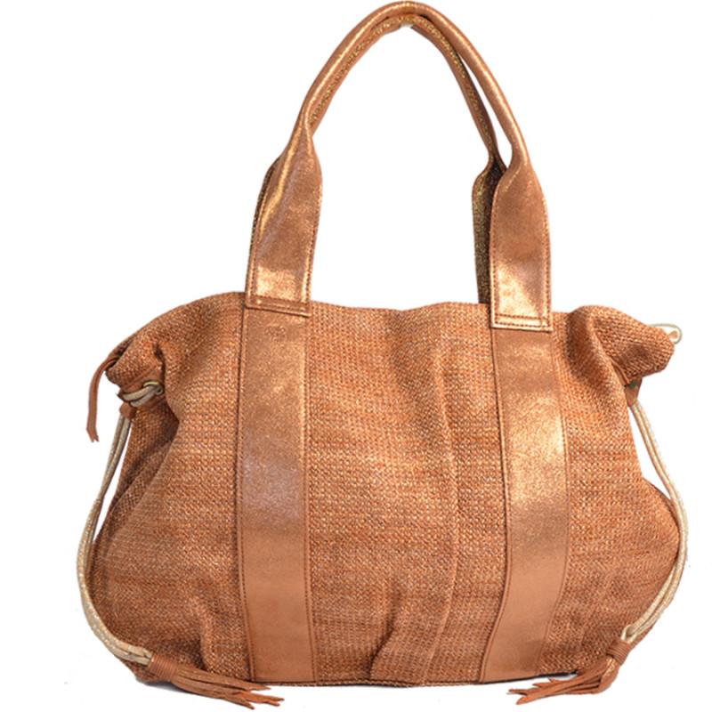 Mila Louise Prudy CM Tote Canvas and Tan Leather