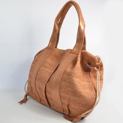 Mila Louise Prudy CM Tote Canvas and Tan Leather