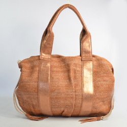 Mila Louise Prudy CM Tote Canvas and Tan Leather