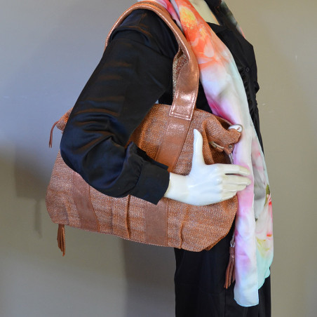 Mila Louise Prudy CM Tote Canvas and Tan Leather