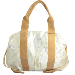 Mila Louise Prudy FS Tote Bag Fantasy Fabric and Leather Latte