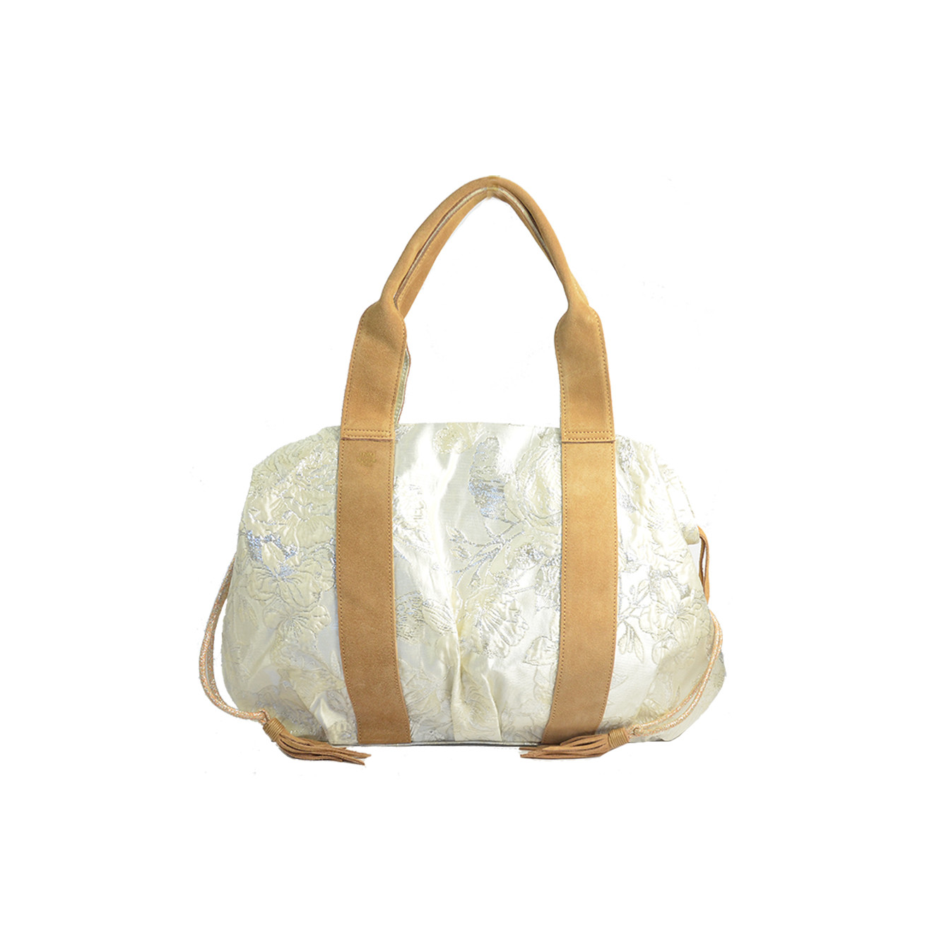 Mila Louise Prudy FS Tote Bag Fantasy Fabric and Leather Latte