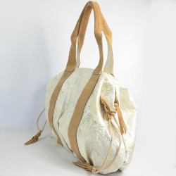 Mila Louise Prudy FS Tote Bag Fantasy Fabric and Leather Latte