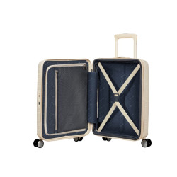 American Tourister Sound Box Spinner 67 cm Valise Trolley 4 Roues Coconut Sand ouvert