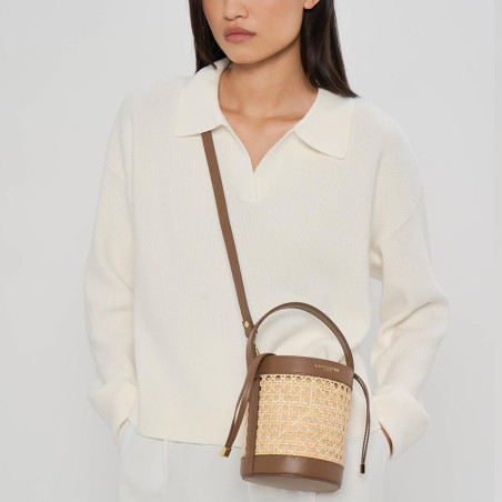 Lancaster Wicker Mini Bucket Bag 480-110 Brown