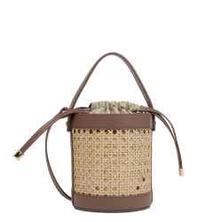 Lancaster Wicker Mini Bucket Bag 480-110 Brown